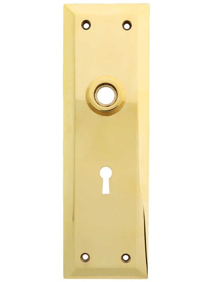 Large Forged-Brass New York Door Plate with Keyhole in Polished Brass.